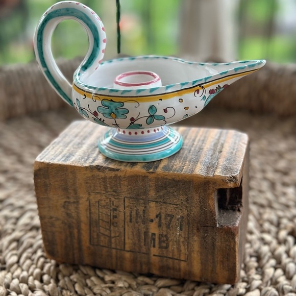 Italian Pottery Aladdin Lamp Candle Holder - Picture 10 of 12